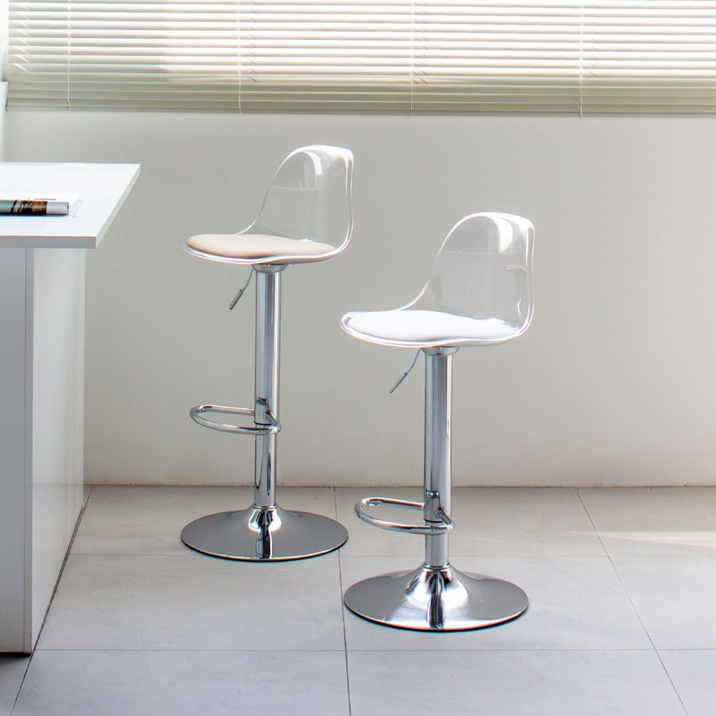 인블루가구 루시드 투명 바텐 높은 바 체어 가죽 높이조절 아일랜드 식탁 홈바 의자 3colors