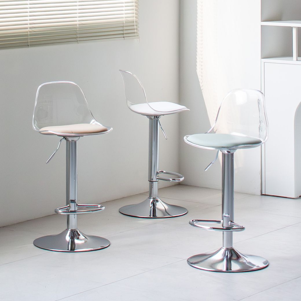 [중고] 인블루가구 [리퍼] 루시드 투명 바텐 높은 바 체어 가죽 높이조절 아일랜드 식탁 홈바 의자