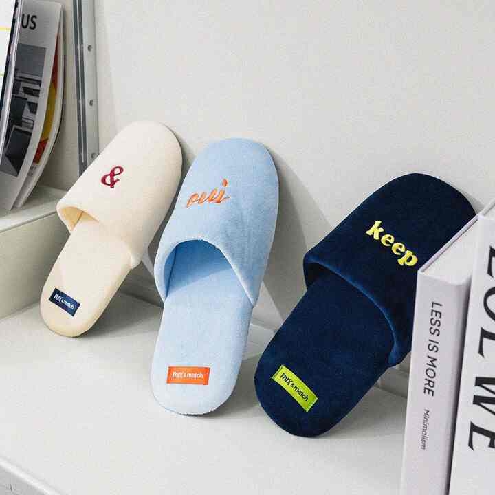 レタリング ルームシューズ 2足セット［3色・2サイズ］