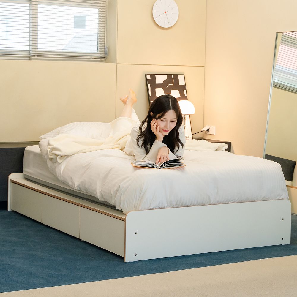 [신상품]늘나른 하임 무헤드 3단서랍 침대 수납침대 침대프레임 SS (매트선택)