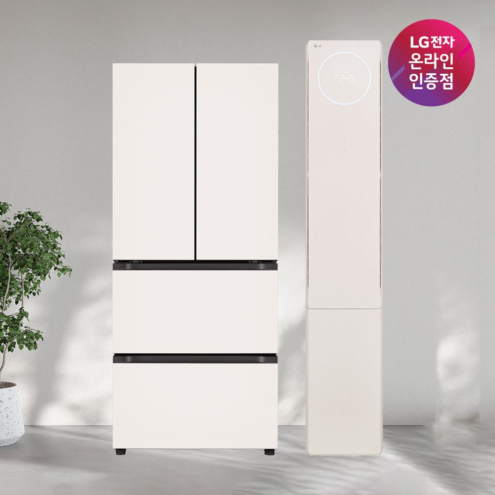 LG전자 오브제컬렉션 김치냉장고 뷰II 에어컨 2in1 Z408MEEF23 + FQ17FU1BM2