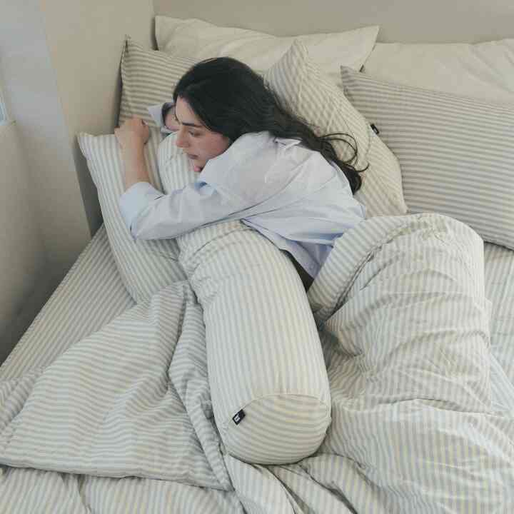 ベージュストライプ 60番手高密度綿 布団カバー グレー［3色・3サイズ］