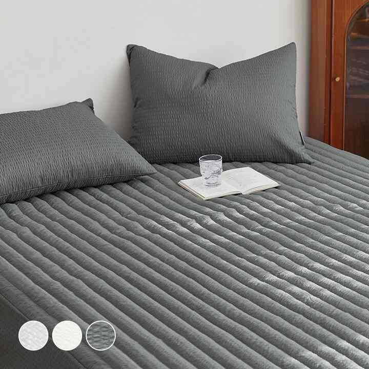 Dear summer シアサッカー 夏用 冷感 綿入りマットレスカバー［3色・2サイズ］