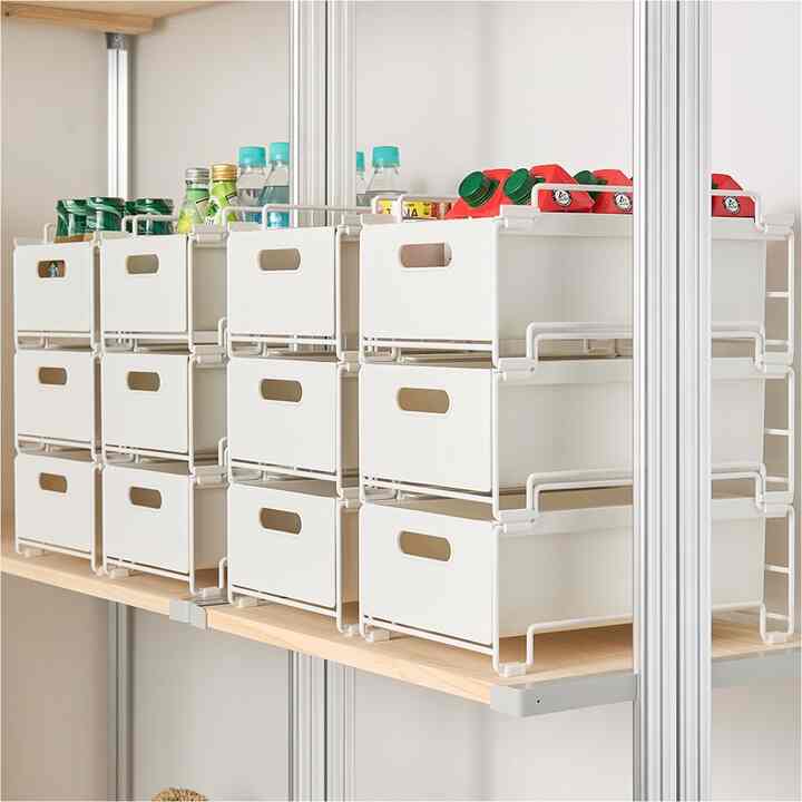 積み重ね式モジュール スライド収納ボックス 2点セット