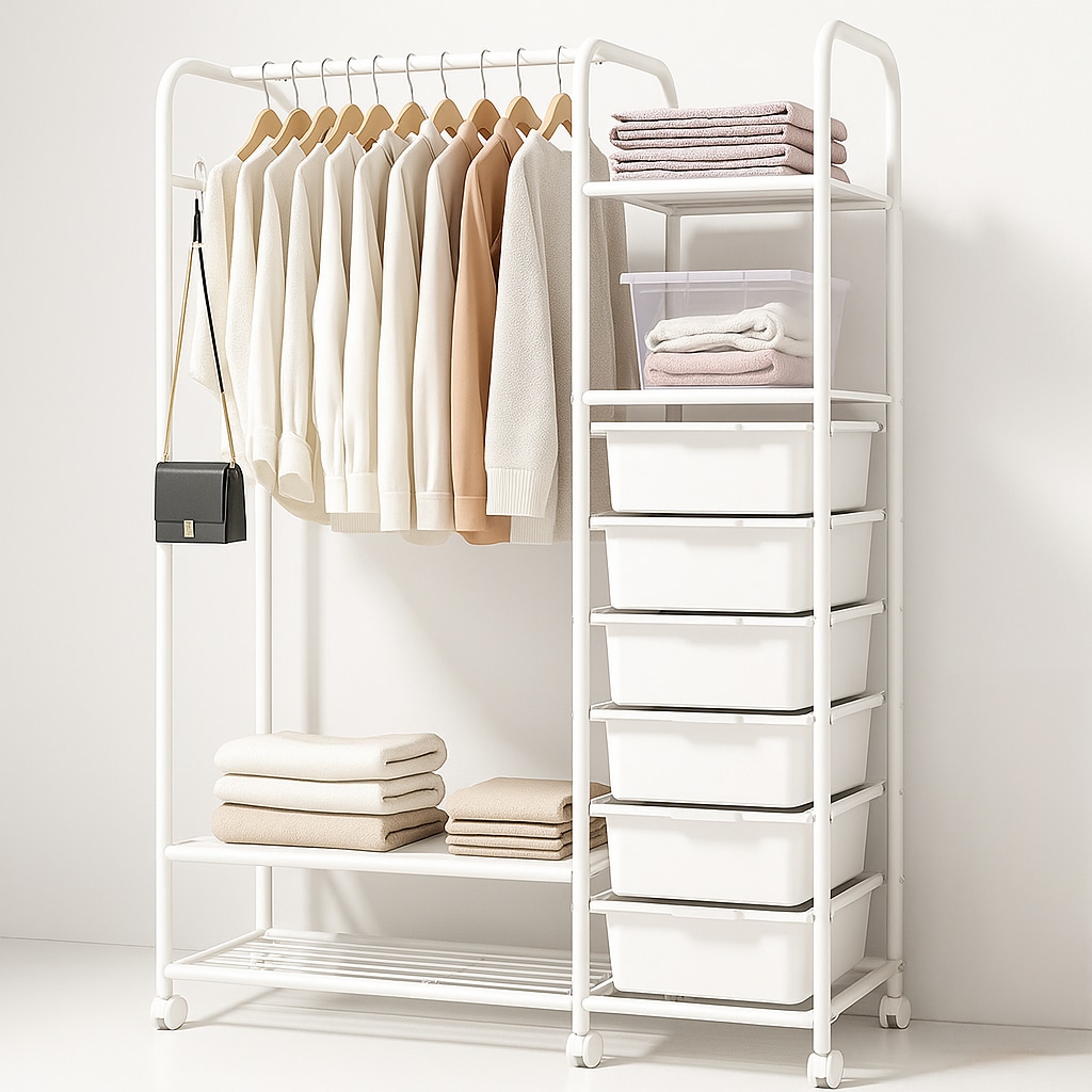 퍼스널룸 라운디 조립식 수납 측면 6단 행거 