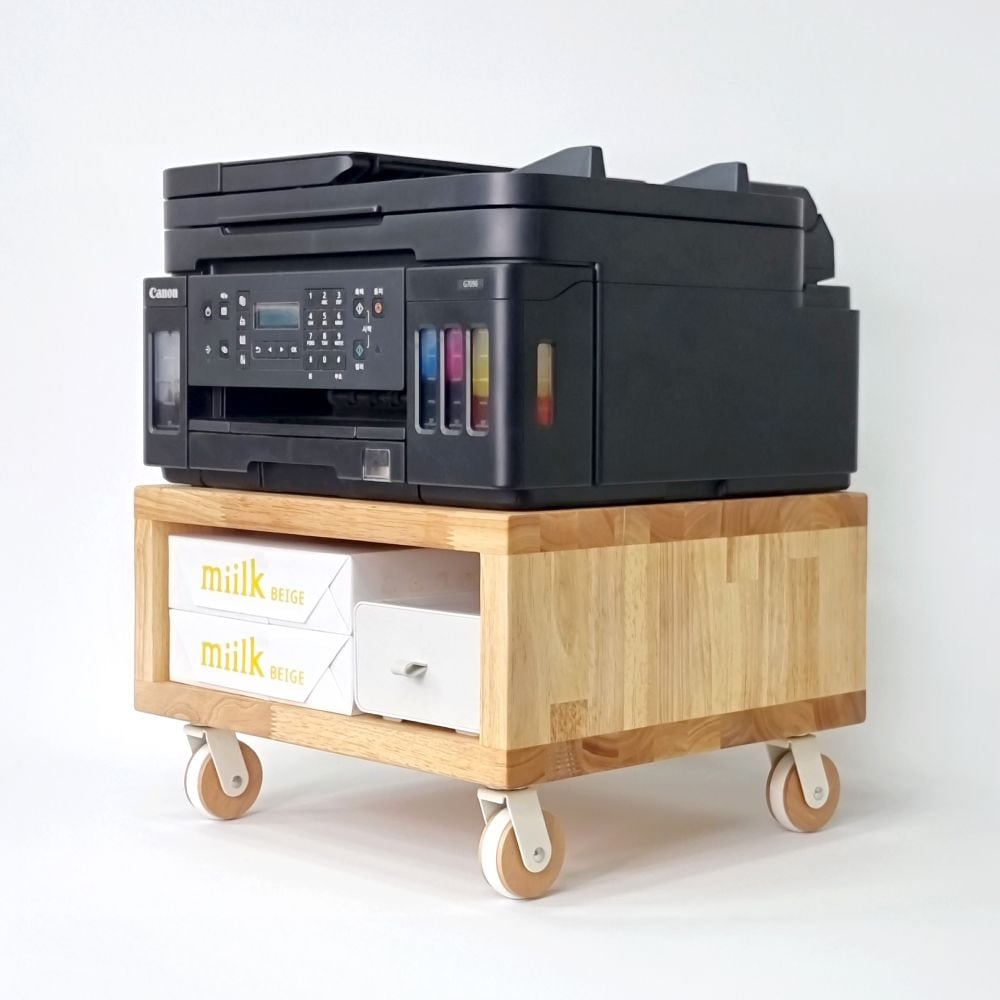 [신상품] 아사엘 이동식 프린터선반 프린터받침대 복합기 받침 다이 거치대 원목 수납 바퀴