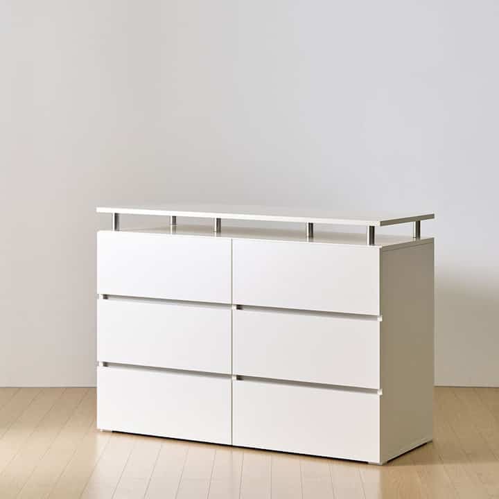 MINE 3段 チェスト ワイドタイプ 120cm ホワイト［2色］