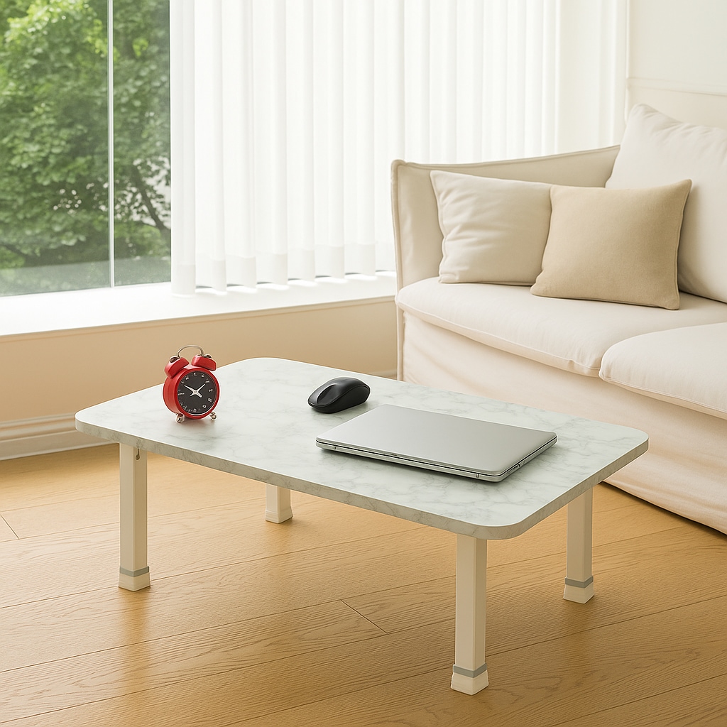 [신상품] 비셀리움 미니 접이식테이블 2인용 4인용 좌식 밥상 4단높이조절형 화이트 감성 테이블 6color