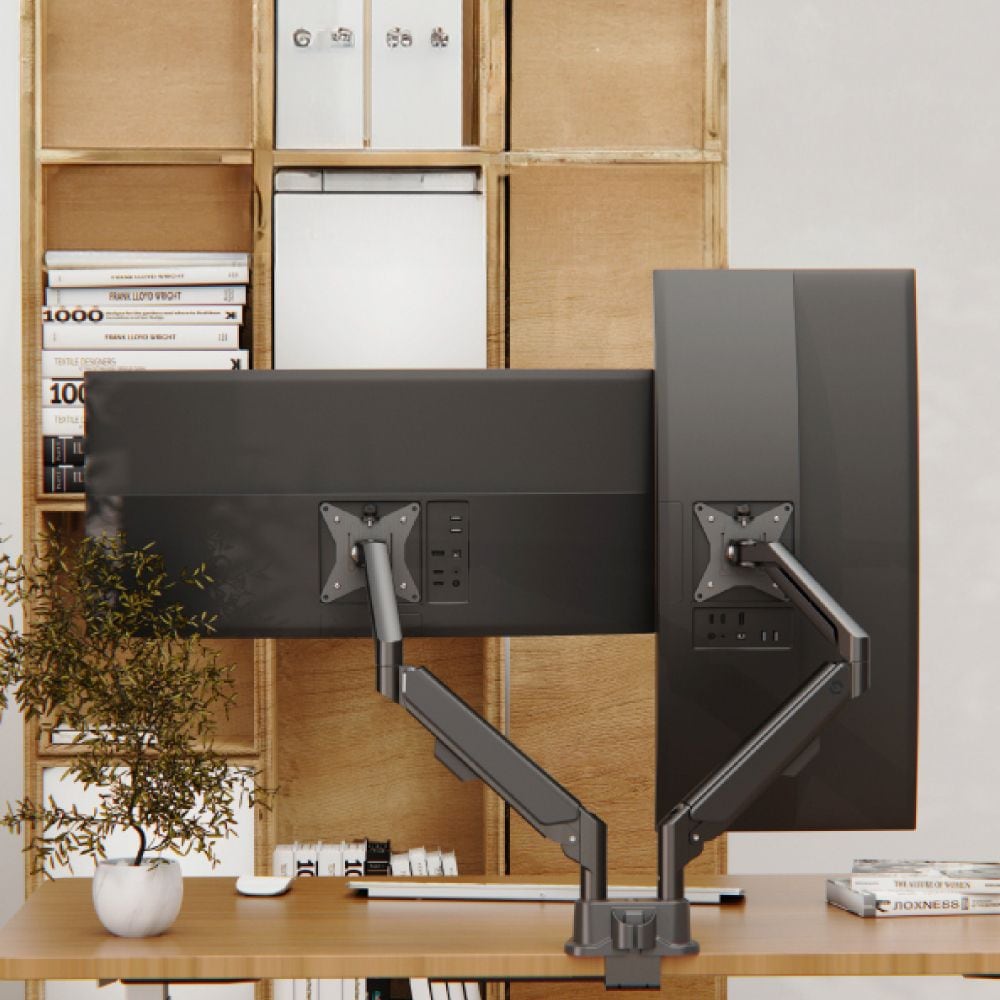 루나랩 모니터암 거치대 듀얼 32인치 벽면밀착 스냅 모니터암