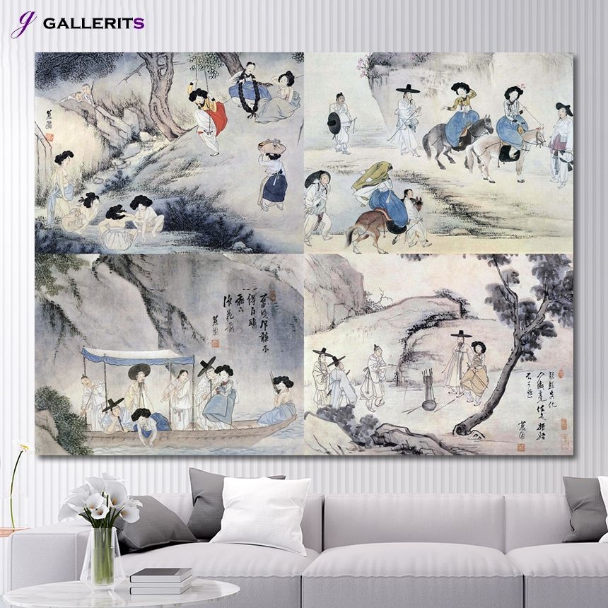 그림·사진 > 신윤복 그림 민화 단오풍정 월하정인 거실 인테리어 액자 한국화 수묵화 | 오늘의집 쇼핑