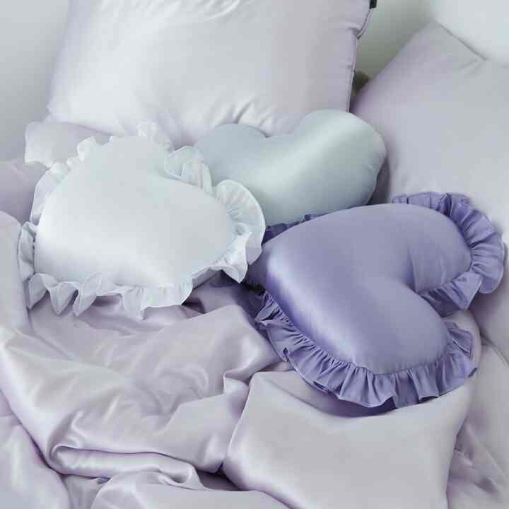 Heart サテン フリル クッションカバー［20色］