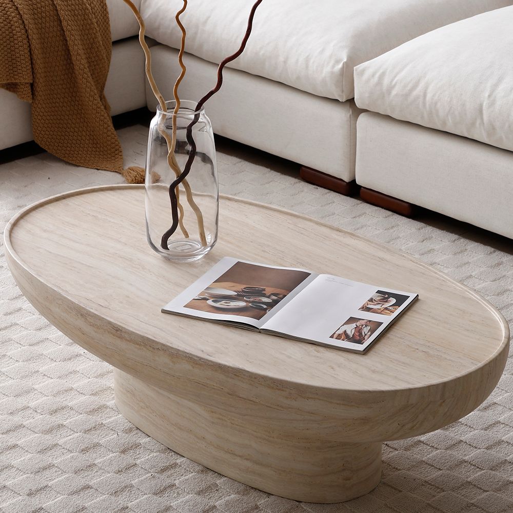 [오늘출발] [신상품] hazoae 와비사비풍 트라버틴 패턴 거실 테이블 경량 럭셔리 감성 쇼파 테이블