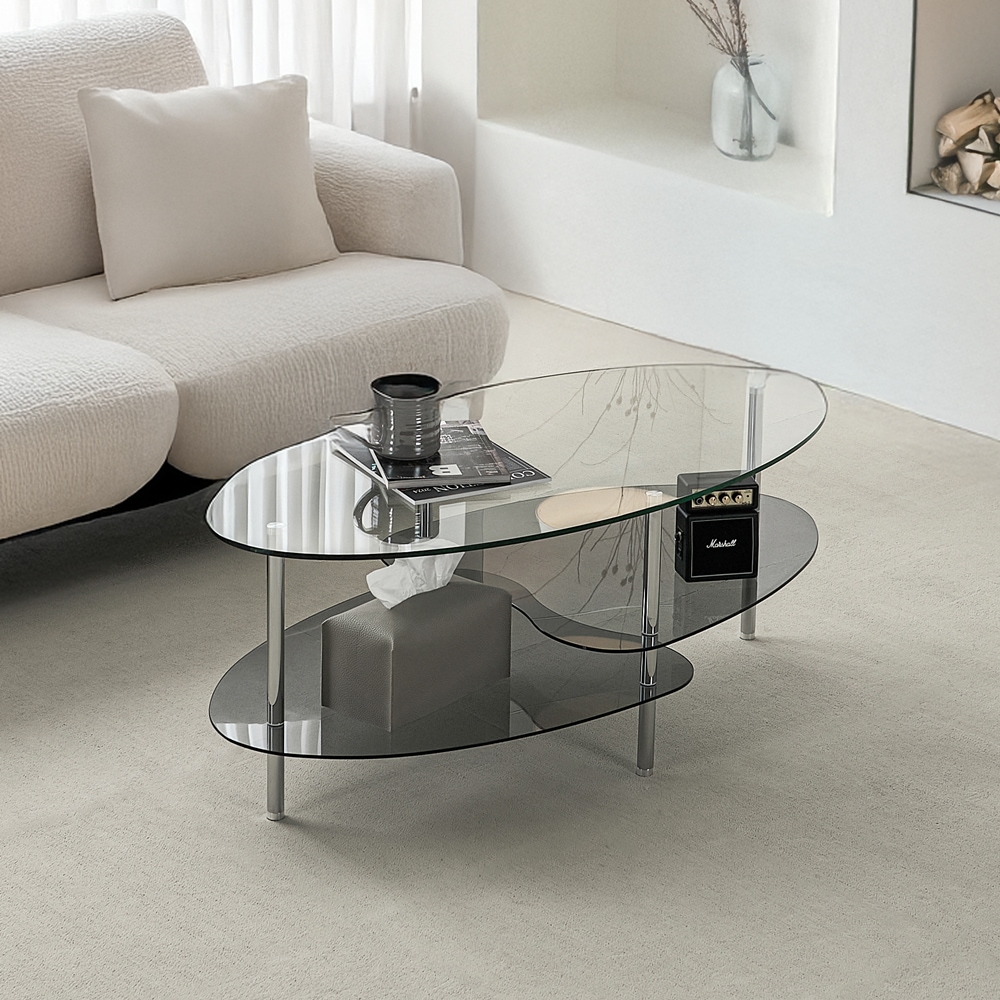 [신상품] 퍼플뉴퍼니처 클라르 높은 소파 쇼파 좌식테이블 비정형 낮은 유리 티테이블