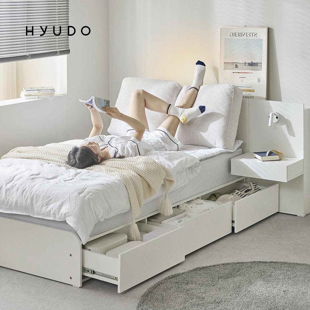 휴도 다감한 선유 LED 빅서랍 호텔 수납 침대 프레임 SS/Q 