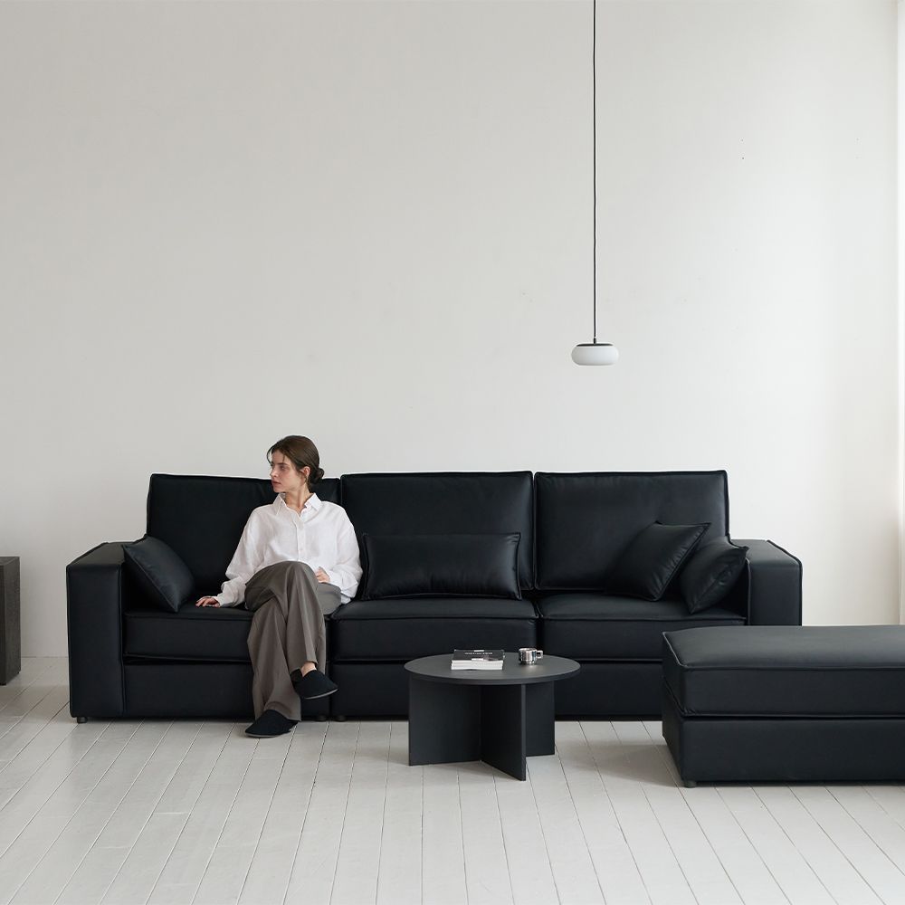 퍼니코 [오늘의집 단독] 원단샘플 무료 시크 모듈형 가죽 소파 4인 (쿠션 포함)