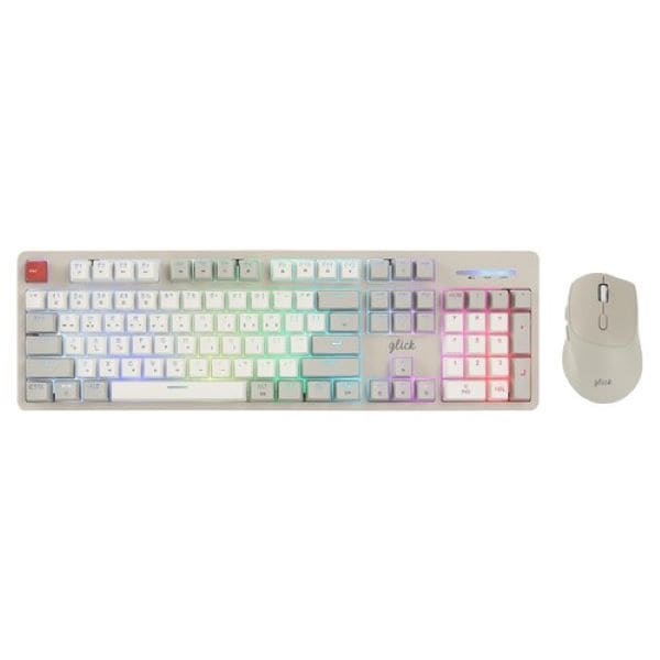 지클릭커 레트로 M 레드 SPRK104 RGB 오피스 무선 키보드 무소음 마우스 세트