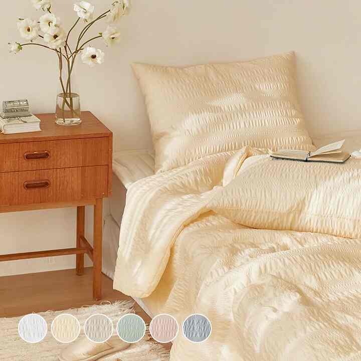 Mary Jane シアサッカー 夏用 冷感 カバーのいらない布団セット［6色・3サイズ］