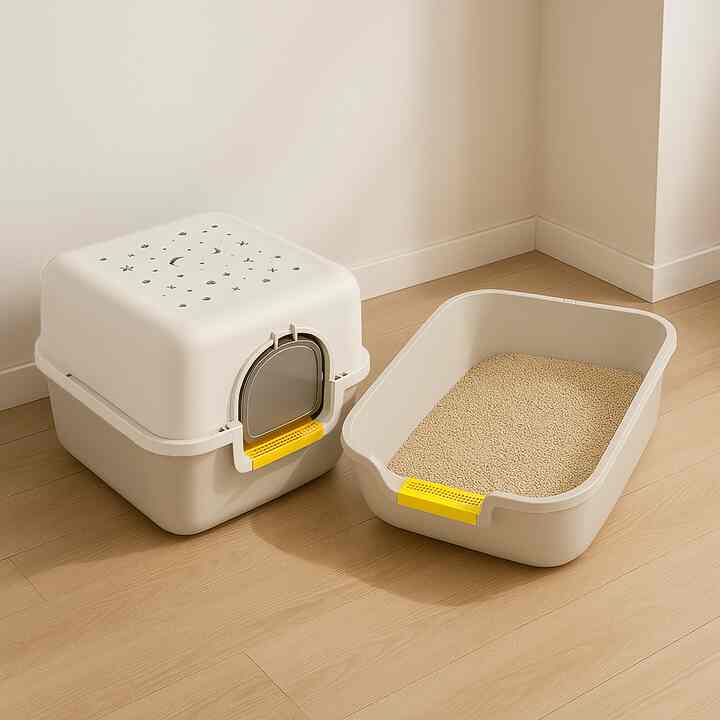 特大 猫用トイレ 豆腐砂対応 スコップ付 ［3色・2種］
