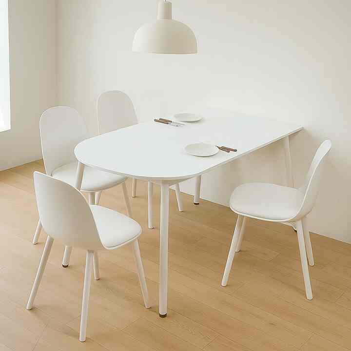 flat 半楕円形 ダイニングテーブル ホワイト［3サイズ］