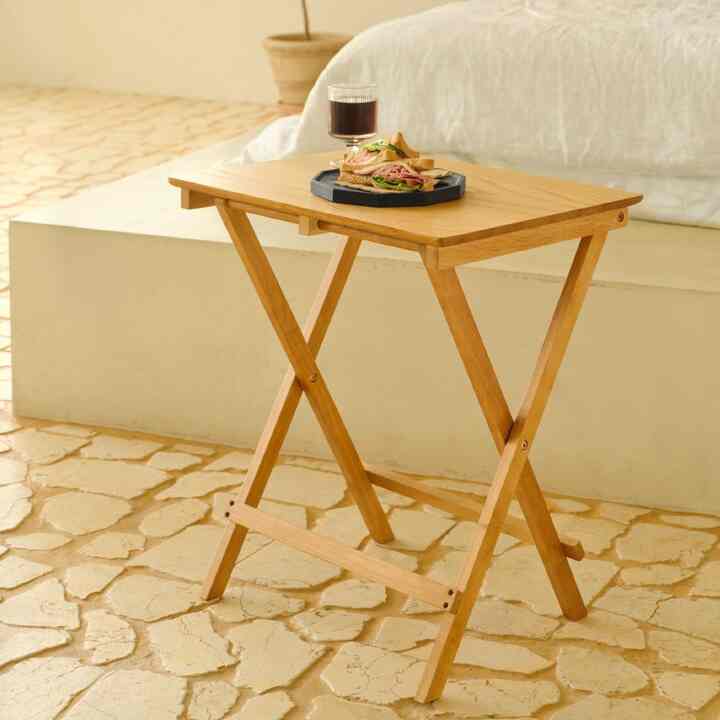 Aiden チーク 折りたたみテーブル［2色］