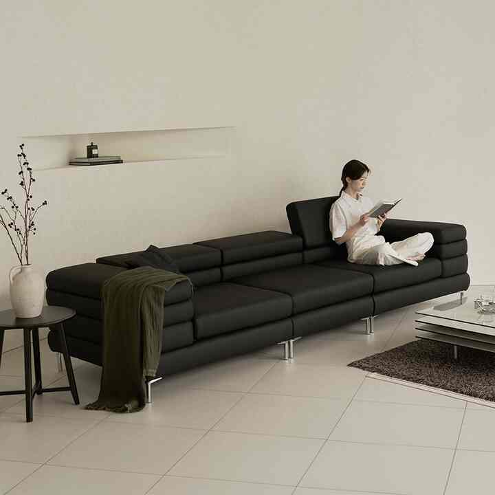 NINE ヴィーガンレザー 4人掛け ソファ［14色］