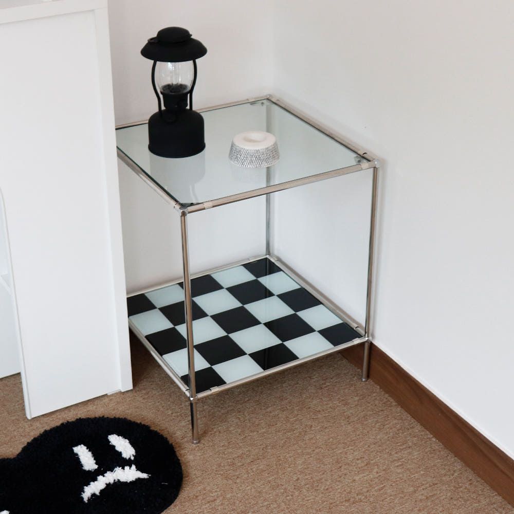 [신상품]비알프렌드 완조립 미드리 강화유리 모듈선반 모듈협탁 2단 (A타입 높이조절발/8olors)