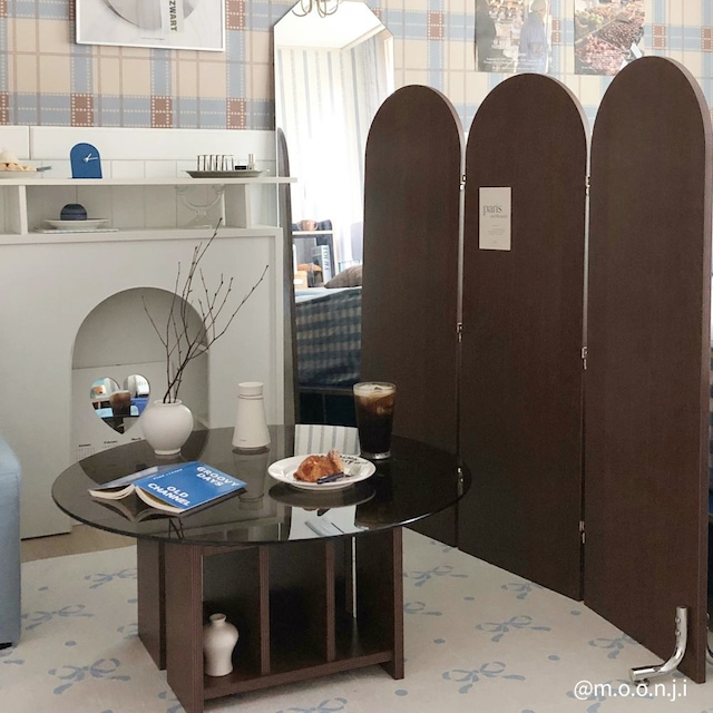 인테리어파티션 > 고트 3단 월넛 아치형 접이식 미드센츄리 라운드 아치형 파티션 가벽 3size | 오늘의집 쇼핑