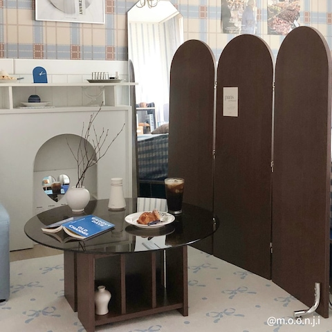 인테리어파티션 > 고트 3단 월넛 아치형 접이식 미드센츄리 라운드 아치형 파티션 가벽 3size | 오늘의집 쇼핑