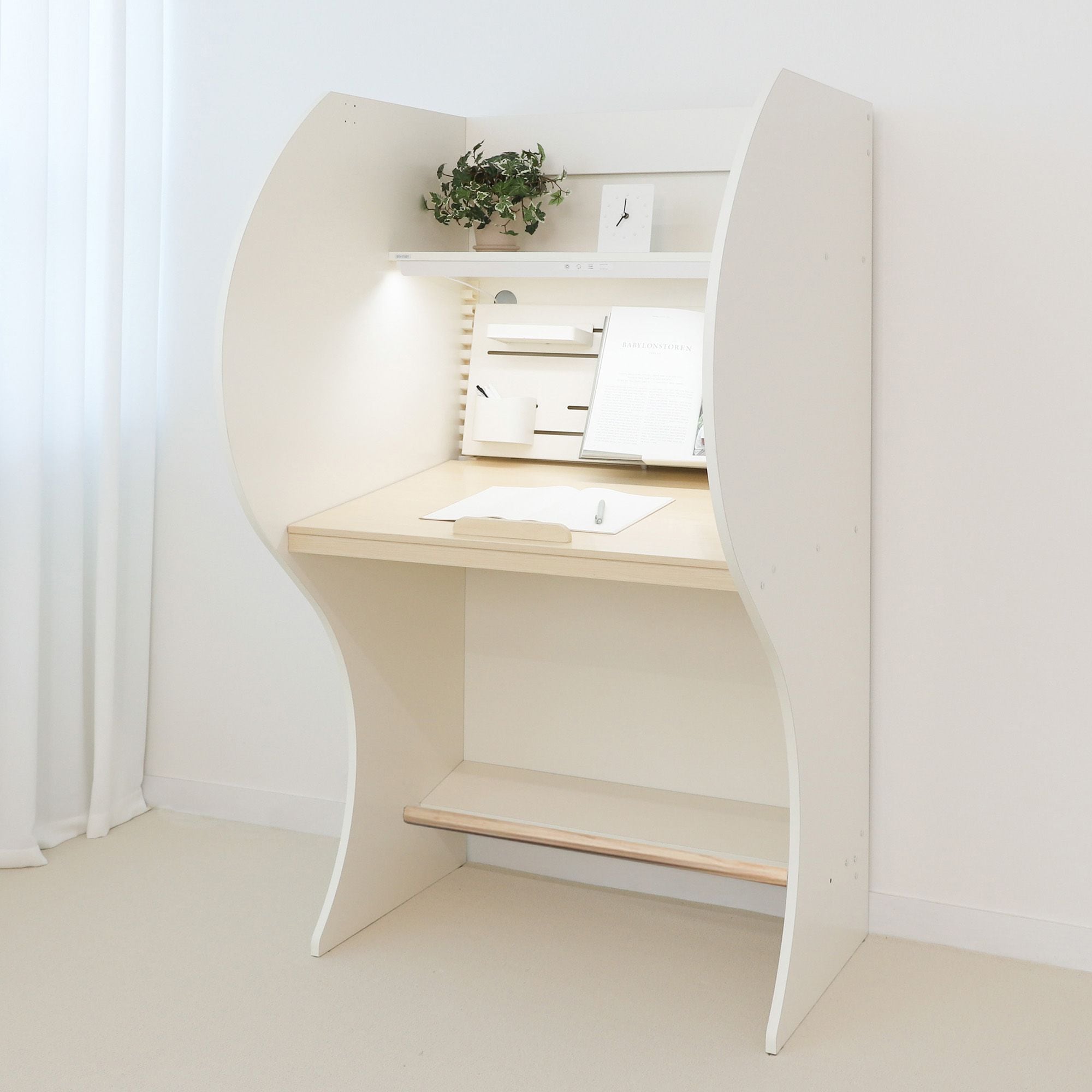 아이디어스터디 합격5호 독서실책상 기본형 812 크림화이트 토노 감성컨트롤 LED스탠드 포함