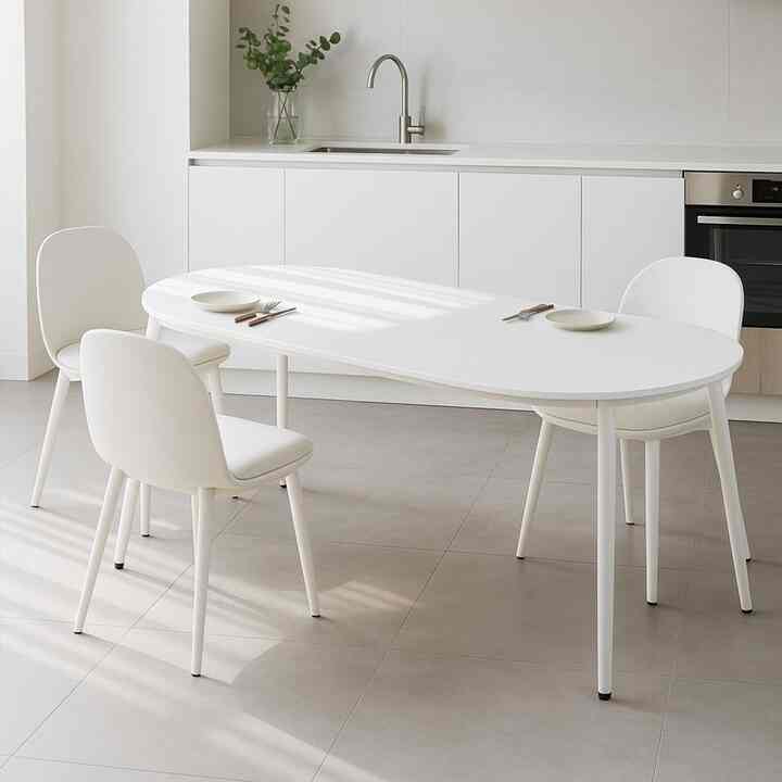 flat 楕円形 ダイニングテーブル ホワイト［3サイズ］