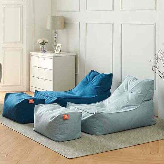 超大型 メランジ ビーズクッション フットスツール付き TS808［7色］