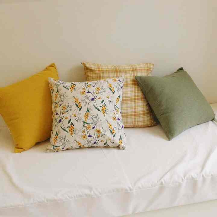 ゴールド フラワー ファブリック ソファ クッションカバー［4色・2サイズ］
