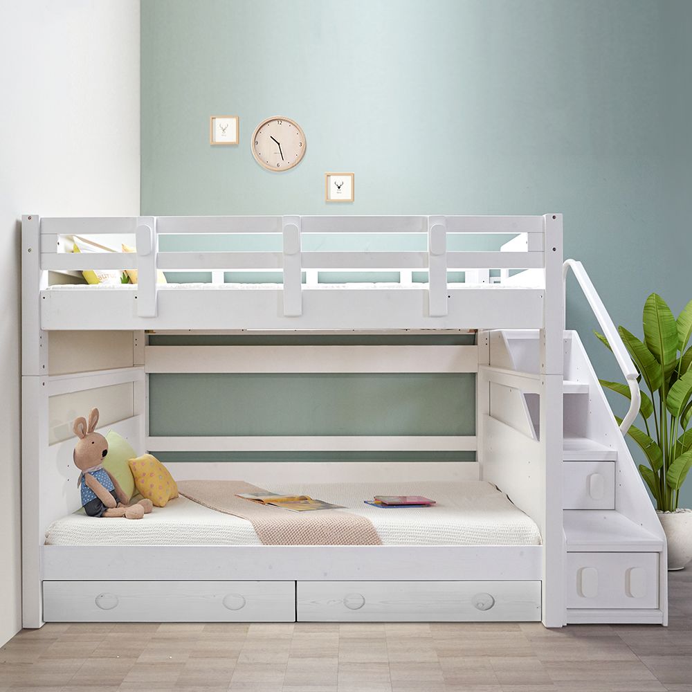 에보니아 하이디 슈퍼싱글 원목이층침대 (매트리스/하부서랍 옵션선택)