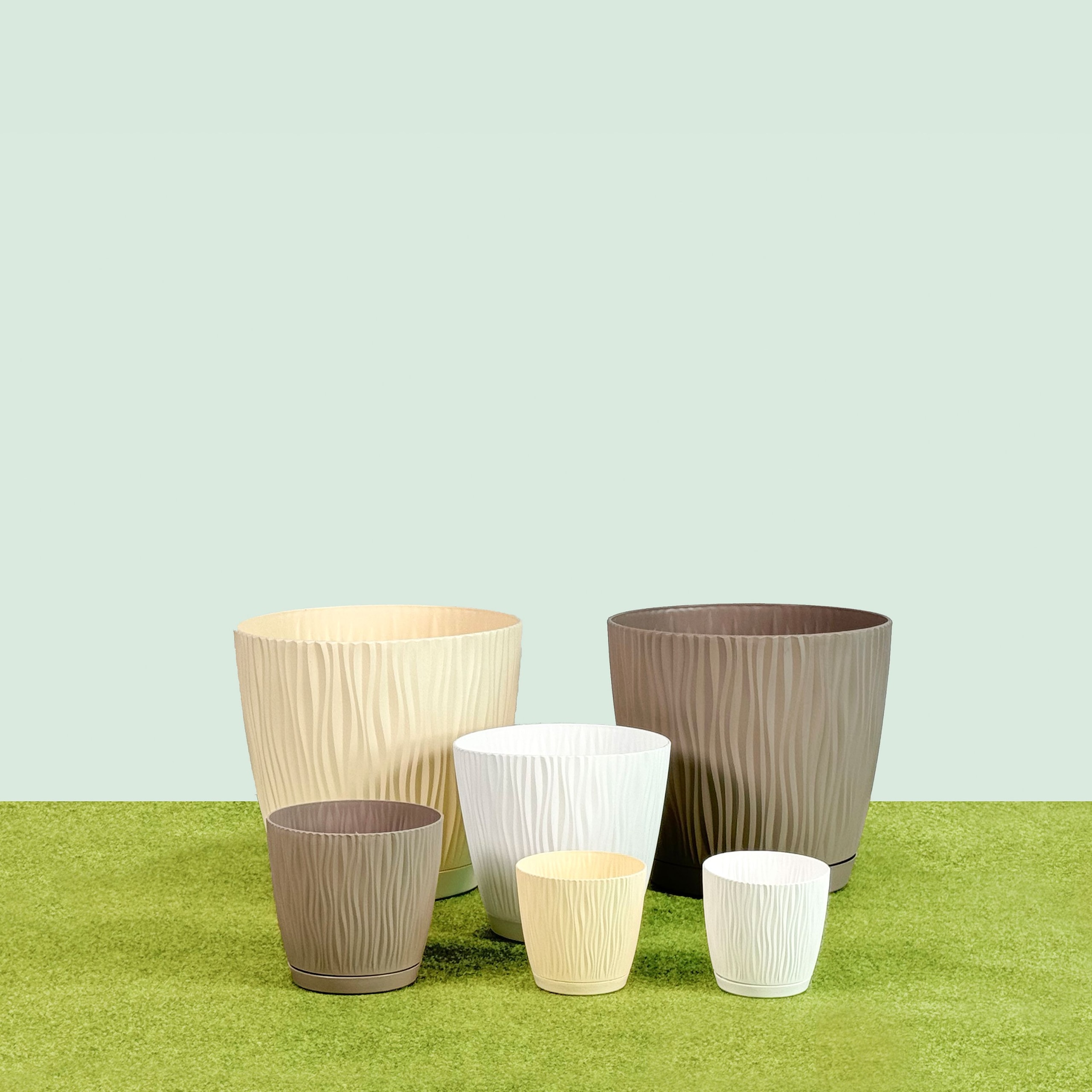 [오늘출발][신상품]프로스퍼플라스트 유럽가든 레귤러 샌디 P 원형 플라스틱 화분 받침 세트