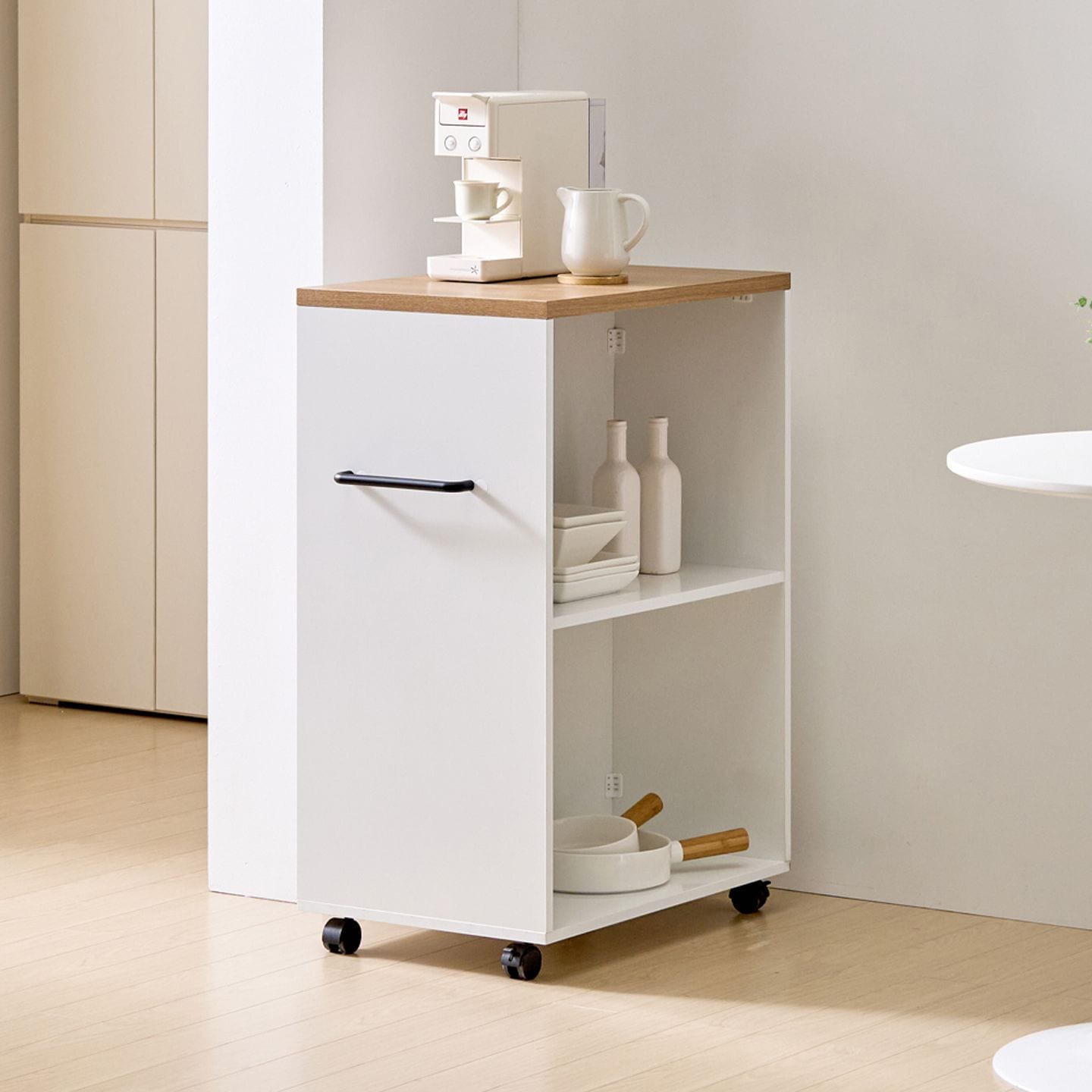 공간철학 오딘 다용도 멀티 슬라이딩 이동식 트롤리 수납장 600