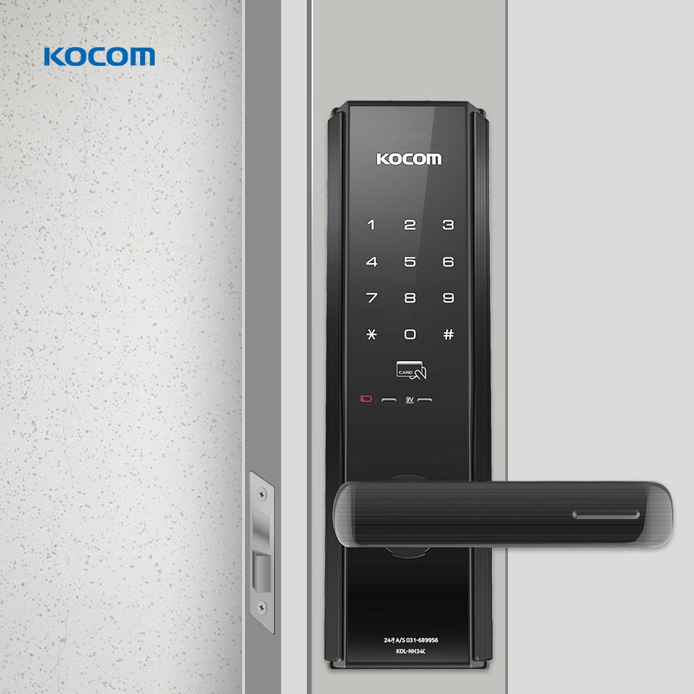 DC도어락 코콤 NH330 현관 무타공 도어락 손잡이 디지털 도어락 터치식 방화문 번호키 교체 설치