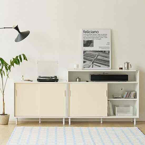 LIV 引き戸 サイドボード 90x73cm［3色］