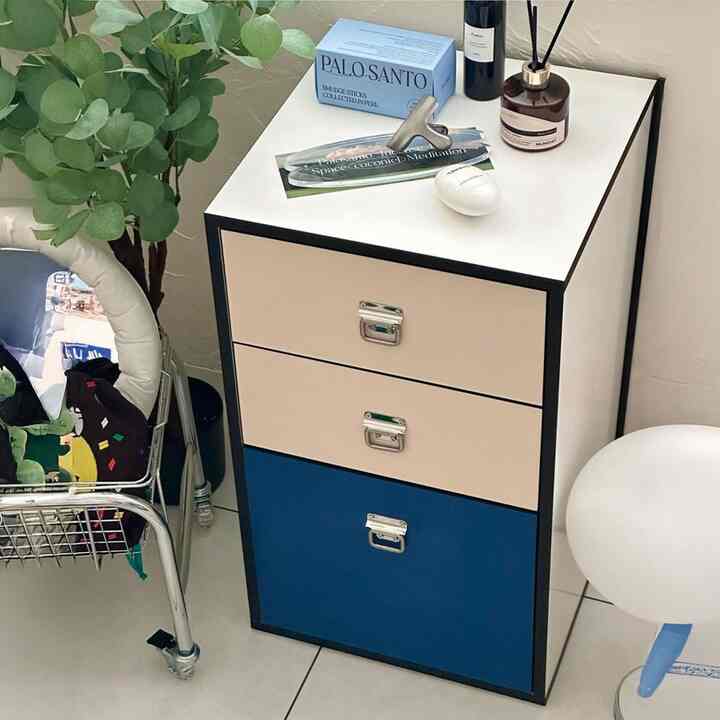 Mono スクエア 3段 チェスト［4色］