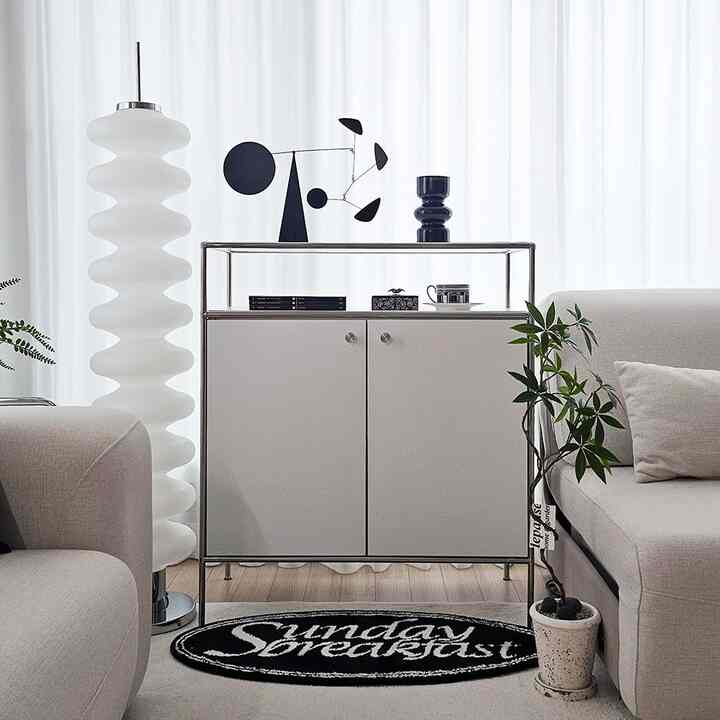 Layer ミッドセンチュリー モジュール スチール キャビネット 2ドア［2種・2サイズ］