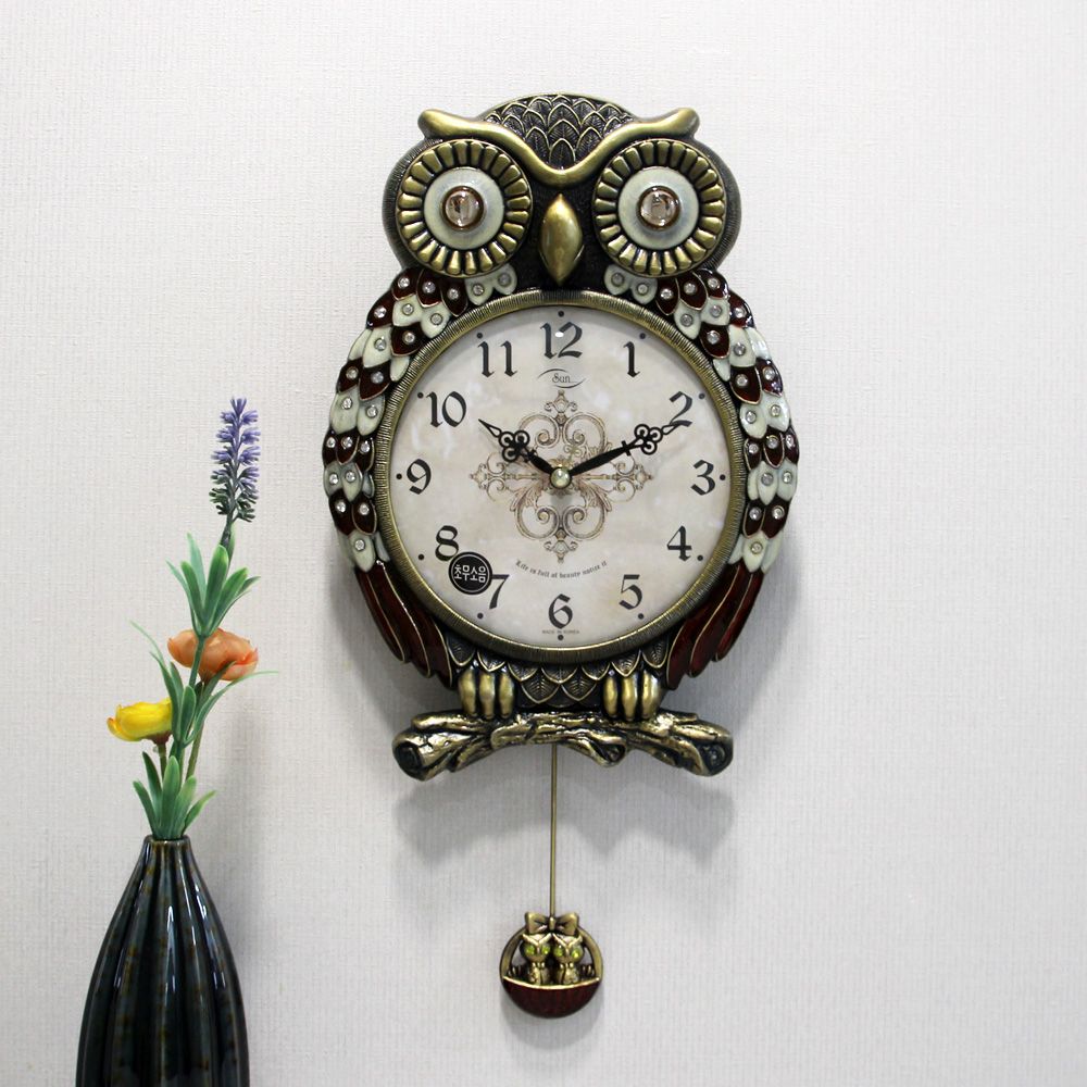 하이아트 무소음 솔부엉이 주물 추벽시계 HSP-279