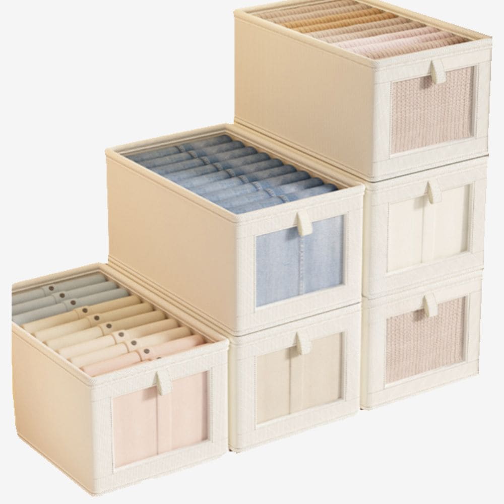 [오늘출발] [신상품] 영그린 투명 뚜껑 패브릭 접이식 리빙박스 아이보리