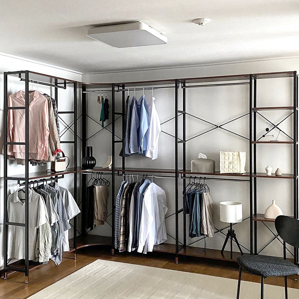 상도가구 모던하임 드레스룸 코너 행거 3400 시스템행거 선반 2단 옷방 