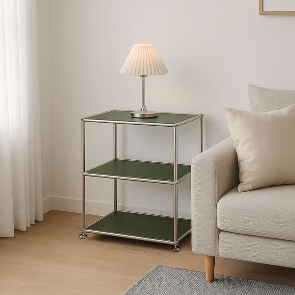 에프룸 모듈 3단 선반 협탁 사이드 테이블 올리브그린 NF520 3x1