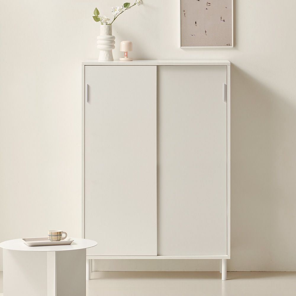 [신상품] 룸앤디 NEW 스르륵 4단 800도어 다리형 E0등급 슬림 슬라이딩 수납장