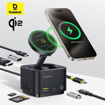 베이스어스 7 in 1 허브 무선 충전 USB C타입 멀티 포트 HDMI 맥프로2