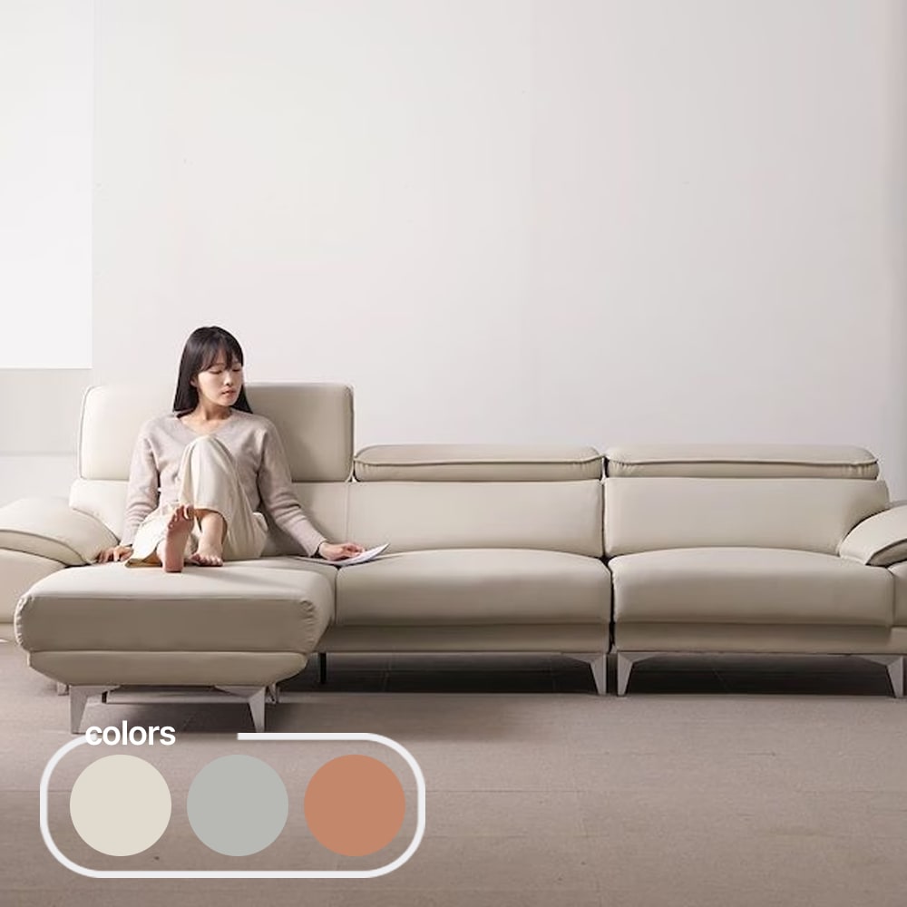 도모디자인 [오늘의집 단독] 테오 헤드틸팅 스플릿 소가죽 4인용 소파 3colors(스툴선택)