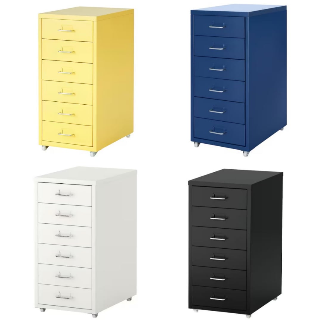 이케아 HELMER 헬메르 이동식 바퀴달린 6단 서랍장 화이트 