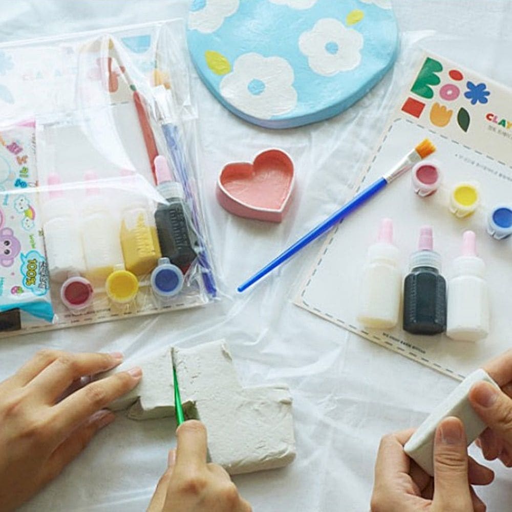 달리아문방구 클레이 지점토 트레이 그릇 오브제 만들기 DIY 2종 키트 공예 세트
