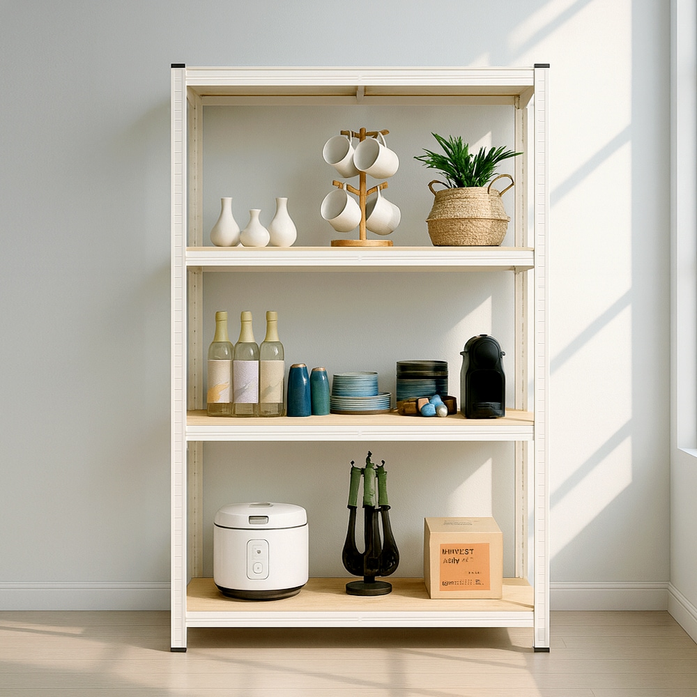 [신상품]팬물산 이지라이프 수납선반 경량랙 철제 앵글선반 무볼트 조립식 진열대 4단 800 화이트