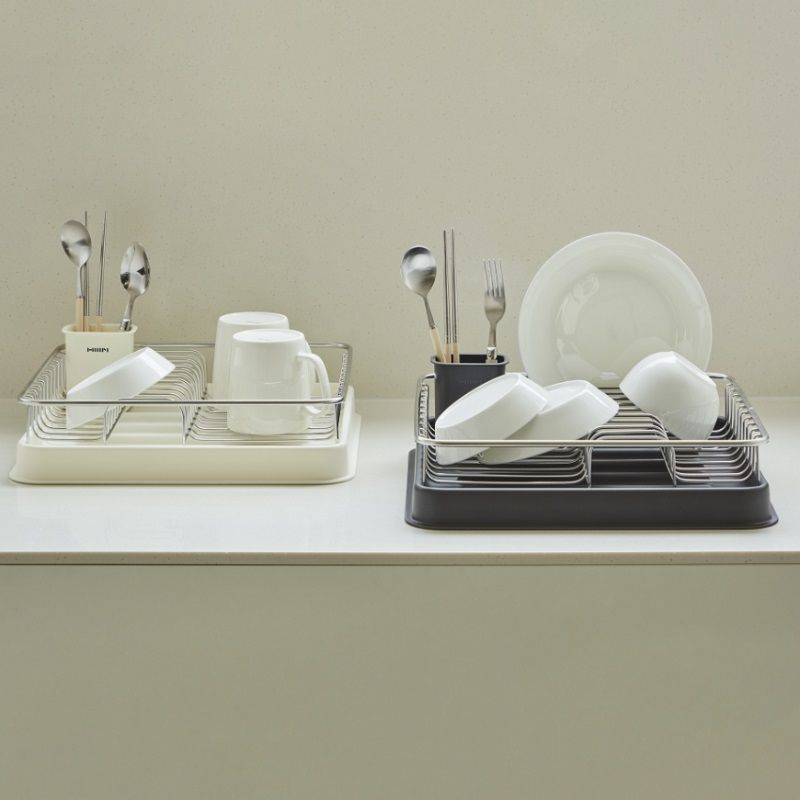 한샘 주방 304스텐 선반 싱글 1단 분리형 식기건조대 수저통포함